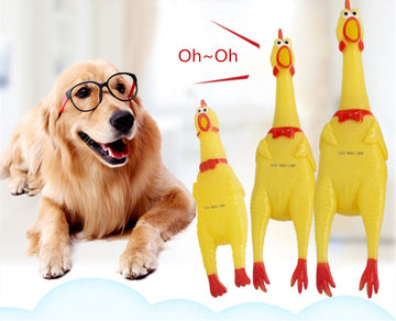 TD® Jouet pour chien en plastique résistant solide poulet jaune qui couine pour chien qui s'ennuie à mâcher animaux de compagnie bru
